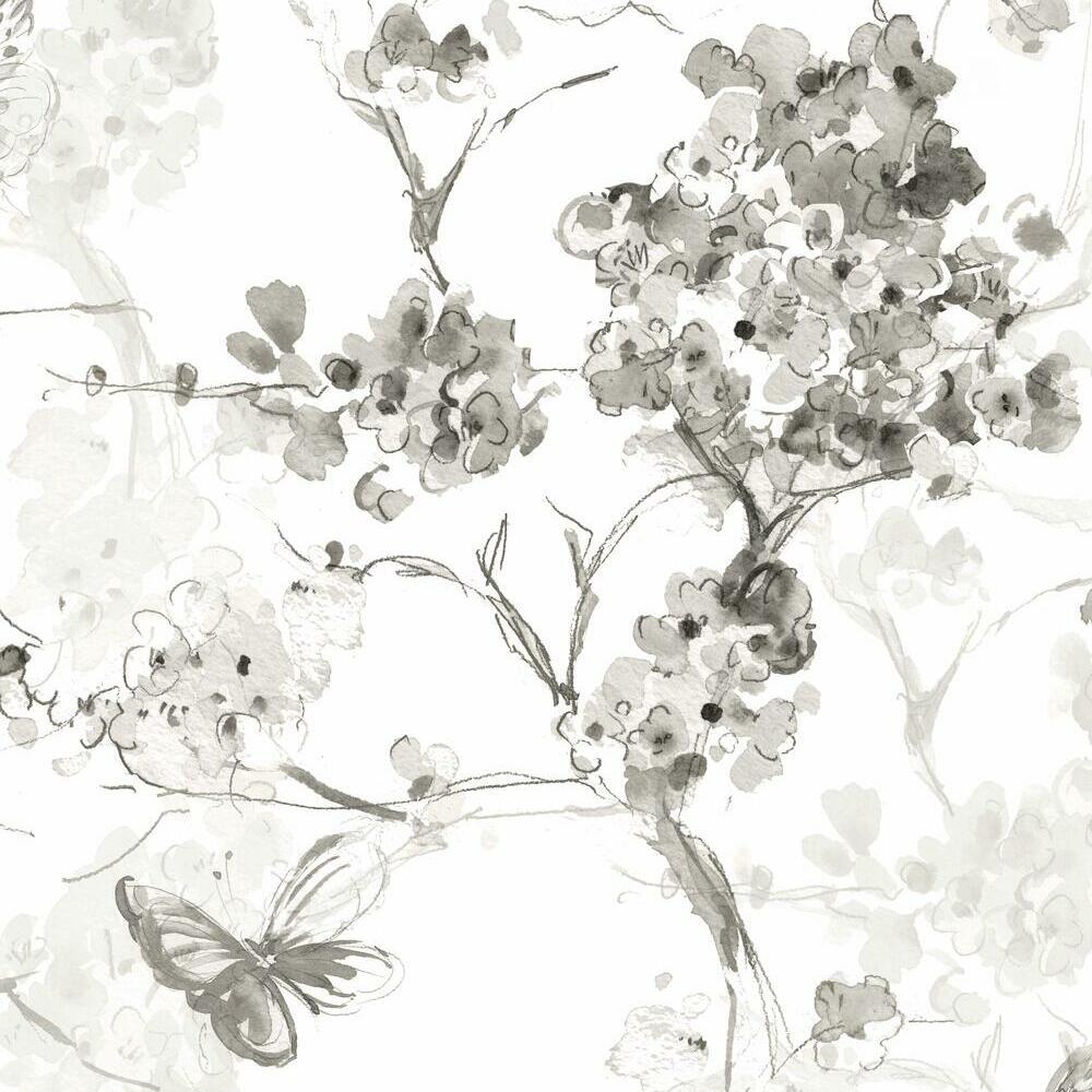 Spring Cherry Blossoms Peel and Stick Wallpaper Peel and Stick Wallpaper RoomMates Roll Grey 