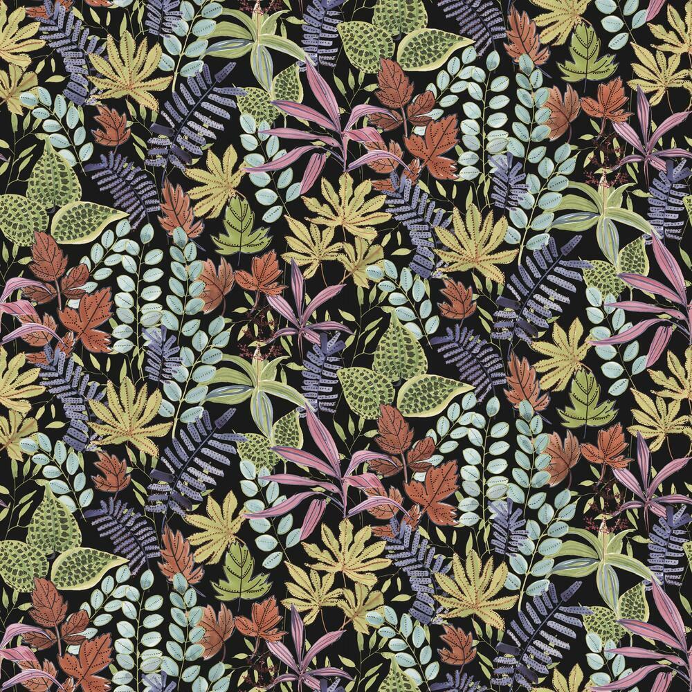 Watercolor Tropics Peel and Stick Wallpaper Peel and Stick Wallpaper RoomMates Roll Black 