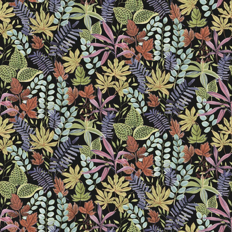 Watercolor Tropics Peel and Stick Wallpaper Peel and Stick Wallpaper RoomMates Roll Black 