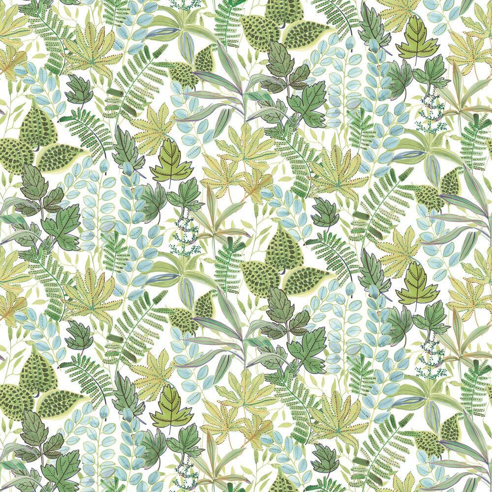 Watercolor Tropics Peel and Stick Wallpaper Peel and Stick Wallpaper RoomMates Roll Green 