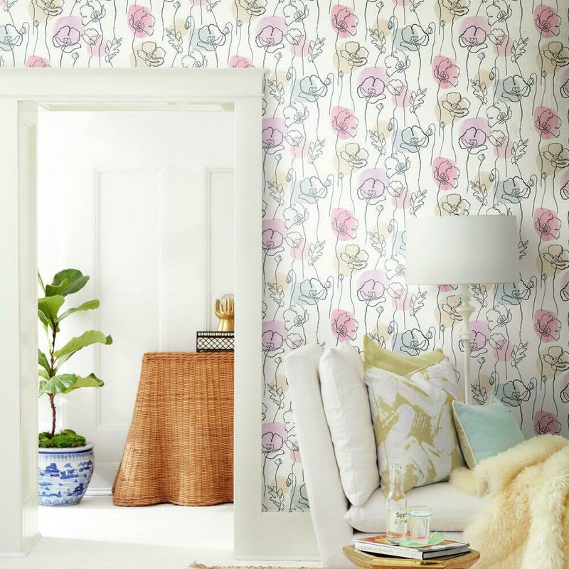 Modern Poppy Peel and Stick Wallpaper Peel and Stick Wallpaper RoomMates   