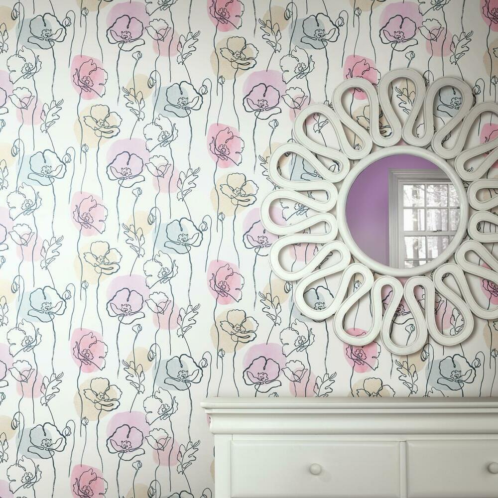 Modern Poppy Peel and Stick Wallpaper Peel and Stick Wallpaper RoomMates   