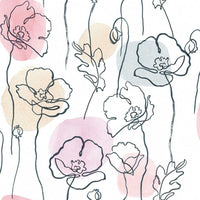 Modern Poppy Peel and Stick Wallpaper Peel and Stick Wallpaper RoomMates Roll Pink 