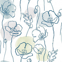 Modern Poppy Peel and Stick Wallpaper Peel and Stick Wallpaper RoomMates Roll Blue 