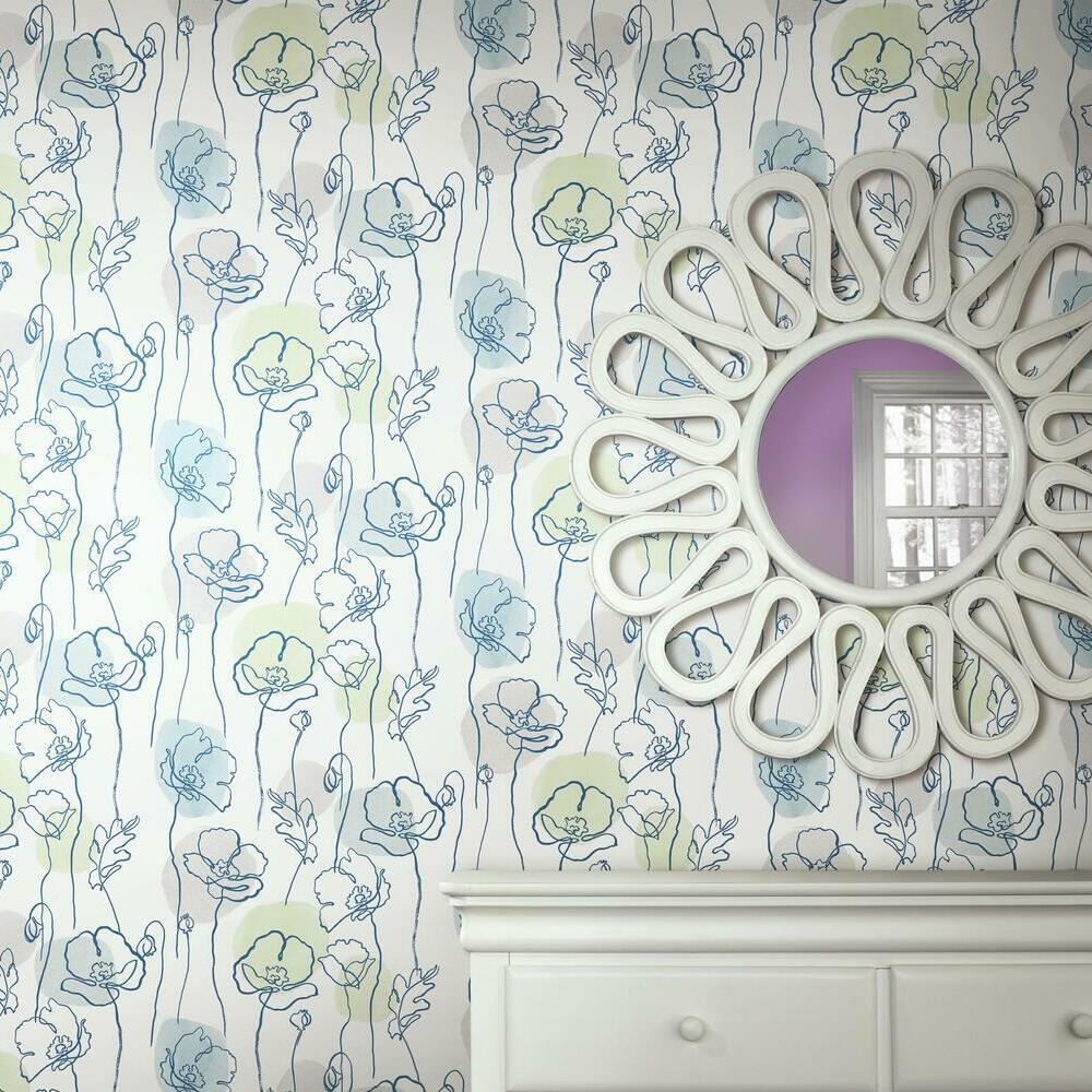 Modern Poppy Peel and Stick Wallpaper Peel and Stick Wallpaper RoomMates   