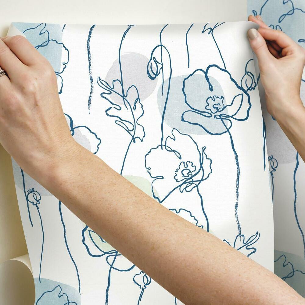 Modern Poppy Peel and Stick Wallpaper Peel and Stick Wallpaper RoomMates   