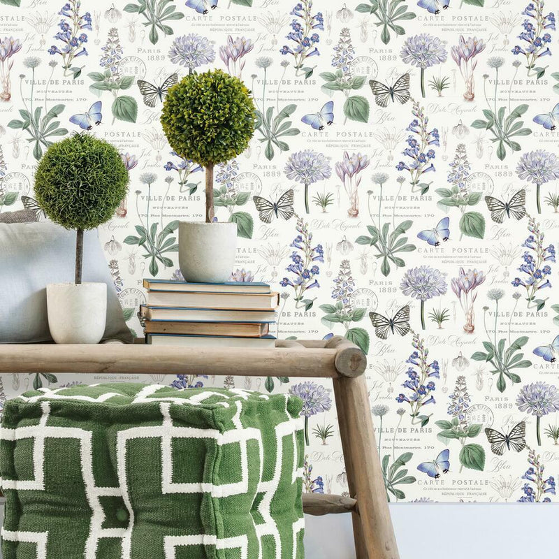 Butterfly Botanical Peel and Stick Wallpaper Peel and Stick Wallpaper RoomMates   