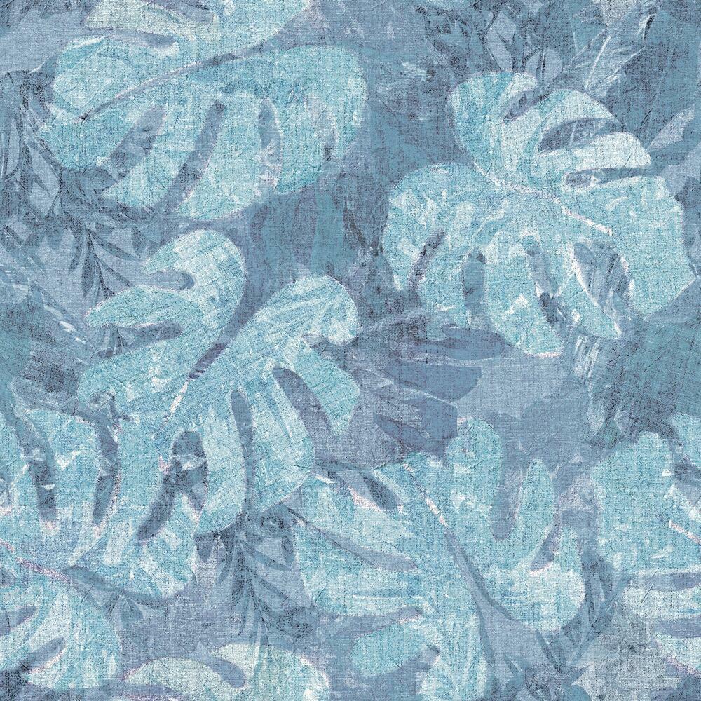 Jungle Leaf Canopy Peel and Stick Wallpaper Peel and Stick Wallpaper RoomMates Roll Blue 