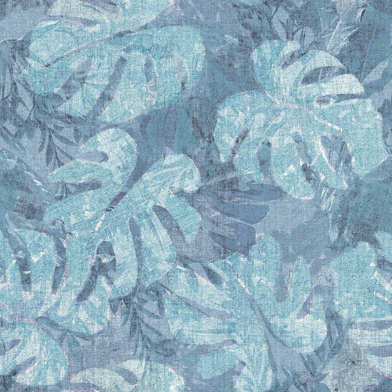 Jungle Leaf Canopy Peel and Stick Wallpaper Peel and Stick Wallpaper RoomMates Roll Blue 