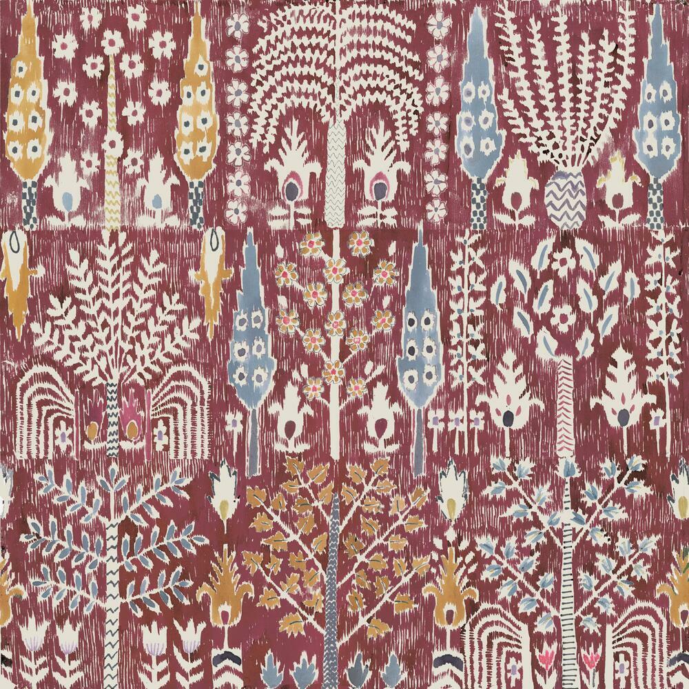 Persian Ikat Peel and Stick Wallpaper Peel and Stick Wallpaper RoomMates Roll Red 