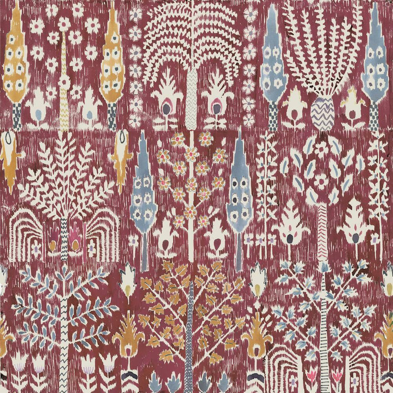 Persian Ikat Peel and Stick Wallpaper Peel and Stick Wallpaper RoomMates Roll Red 