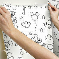 Disney Mickey Mouse Line Art Peel and Stick Wallpaper Peel and Stick Wallpaper RoomMates   