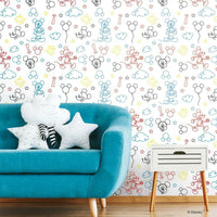 Disney Mickey Mouse Line Art Peel and Stick Wallpaper Peel and Stick Wallpaper RoomMates   
