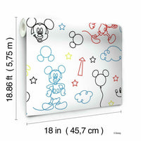 Disney Mickey Mouse Line Art Peel and Stick Wallpaper Peel and Stick Wallpaper RoomMates   