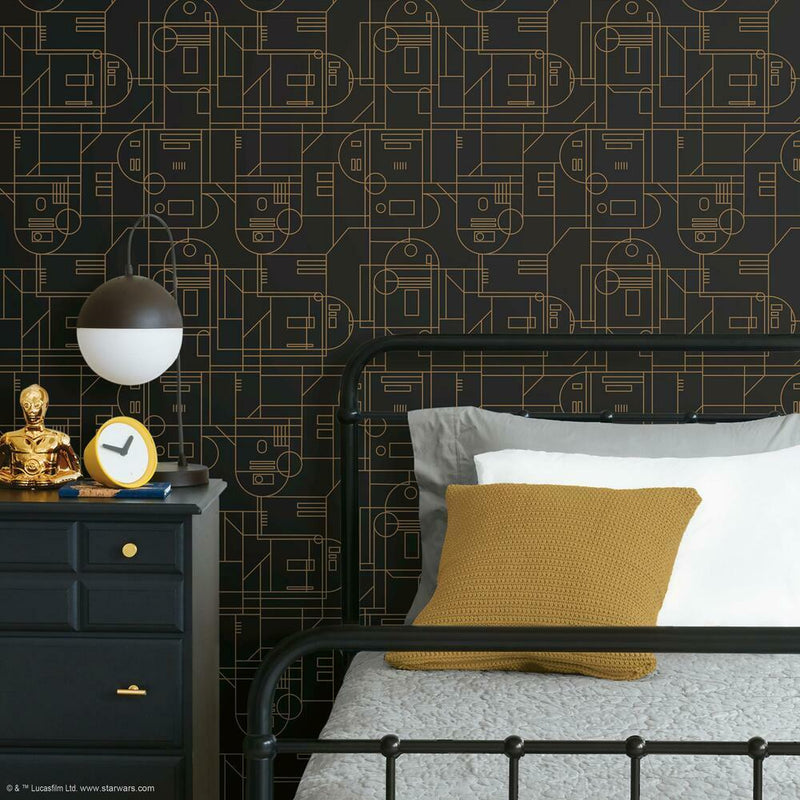 Star Wars R2D2 Geometric Peel and Stick Wallpaper Peel and Stick Wallpaper RoomMates   
