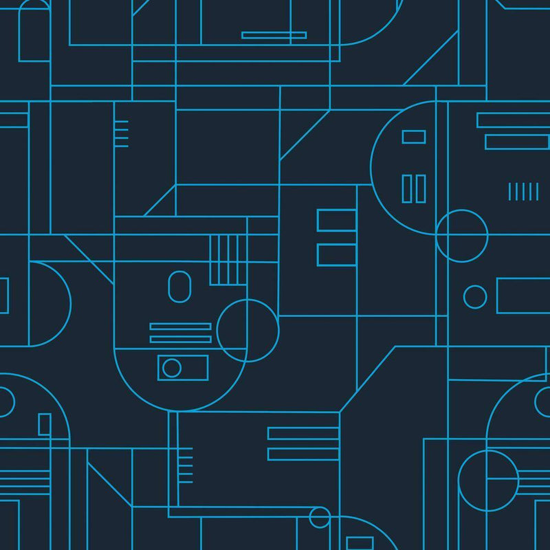 Star Wars R2D2 Geometric Peel and Stick Wallpaper Peel and Stick Wallpaper RoomMates Roll Blue 