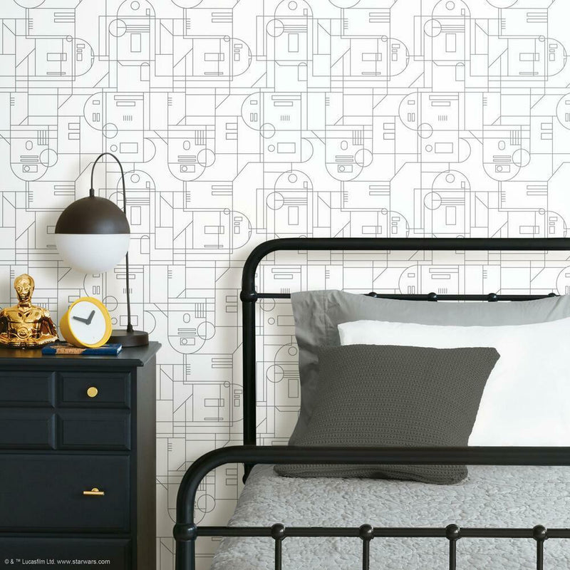 Star Wars R2D2 Geometric Peel and Stick Wallpaper Peel and Stick Wallpaper RoomMates   
