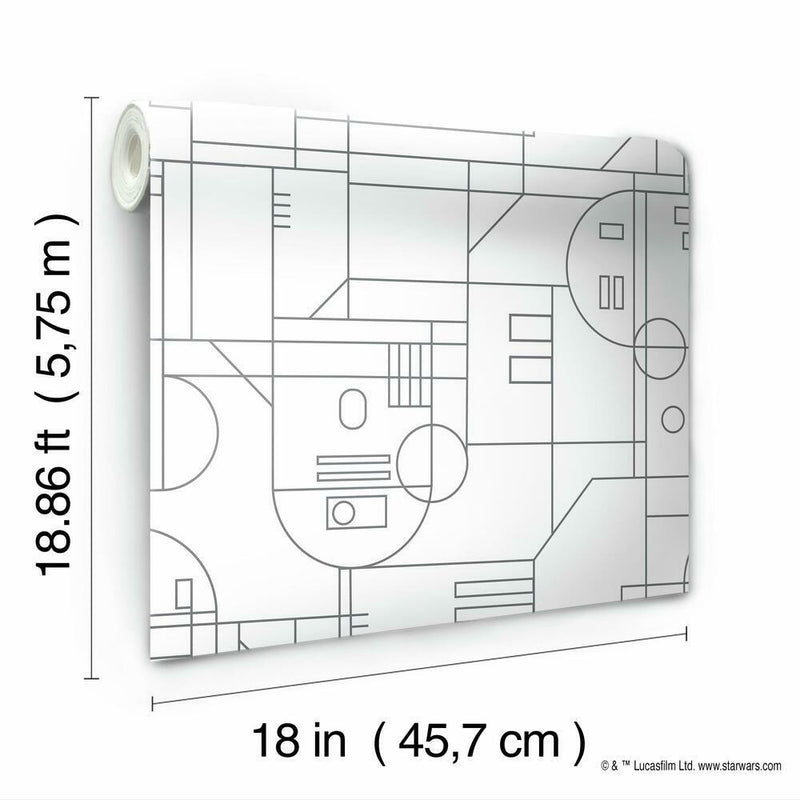Star Wars R2D2 Geometric Peel and Stick Wallpaper Peel and Stick Wallpaper RoomMates   