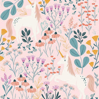 Clara Jean Unicorn Paradise Peel & Stick Wallpaper Peel and Stick Wallpaper RoomMates Roll Pink 
