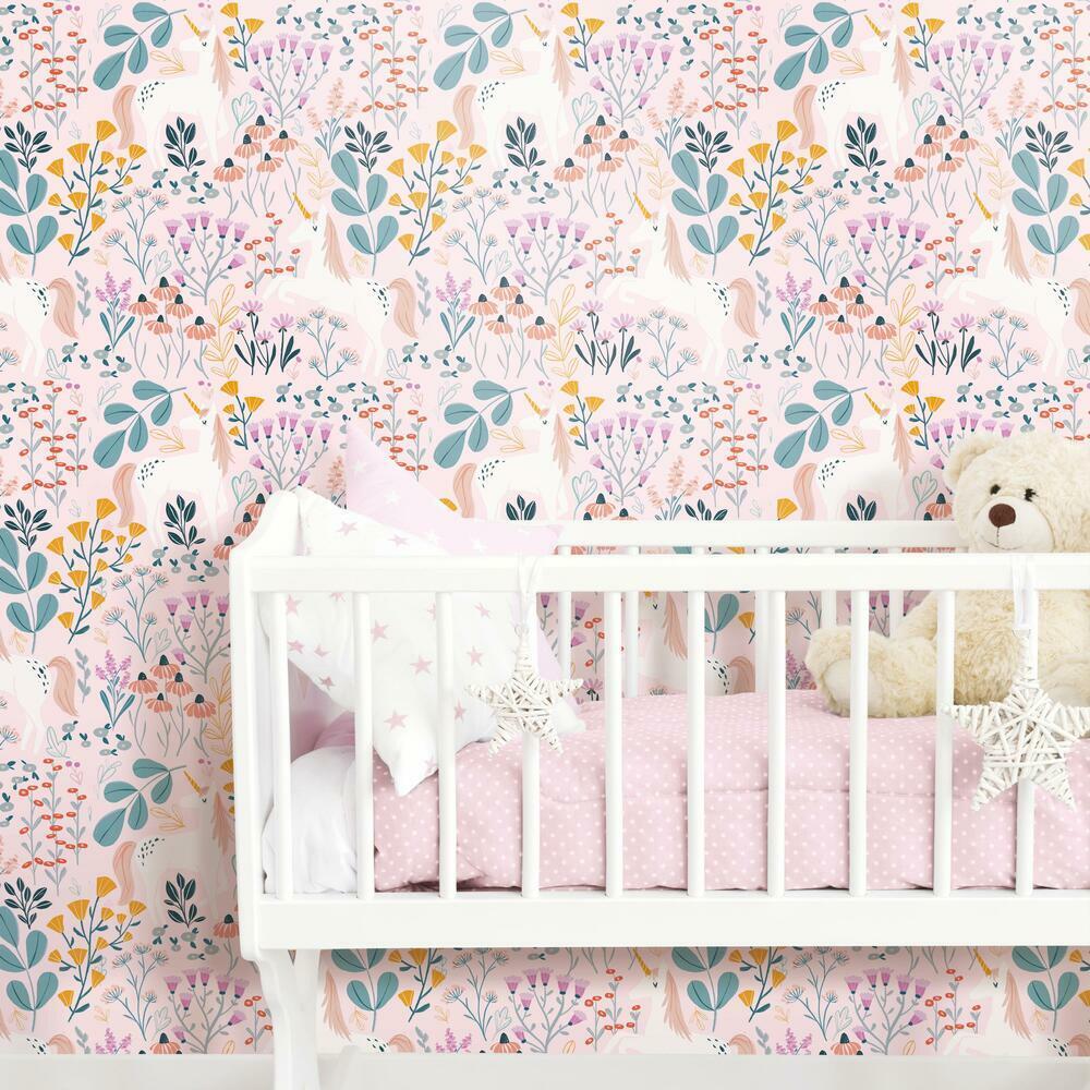 Clara Jean Unicorn Paradise Peel & Stick Wallpaper Peel and Stick Wallpaper RoomMates   