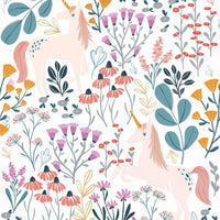 Clara Jean Unicorn Paradise Peel & Stick Wallpaper Peel and Stick Wallpaper RoomMates Roll White 