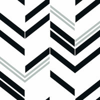 Chevron Stripe Peel and Stick Wallpaper Peel and Stick Wallpaper RoomMates Roll Black 