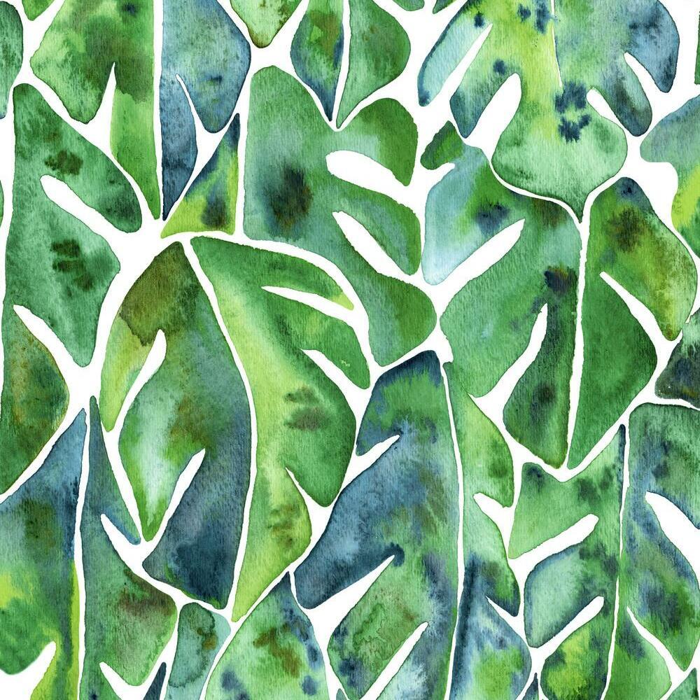 CatCoq Philodendron Peel and Stick Wallpaper Peel and Stick Wallpaper RoomMates Roll Green 