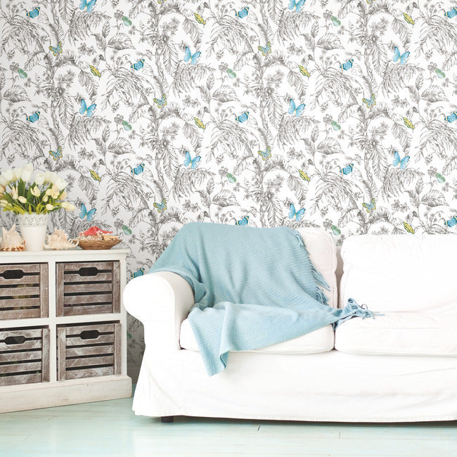 Butterfly Sketch Peel and Stick Wallpaper Peel and Stick Wallpaper RoomMates   