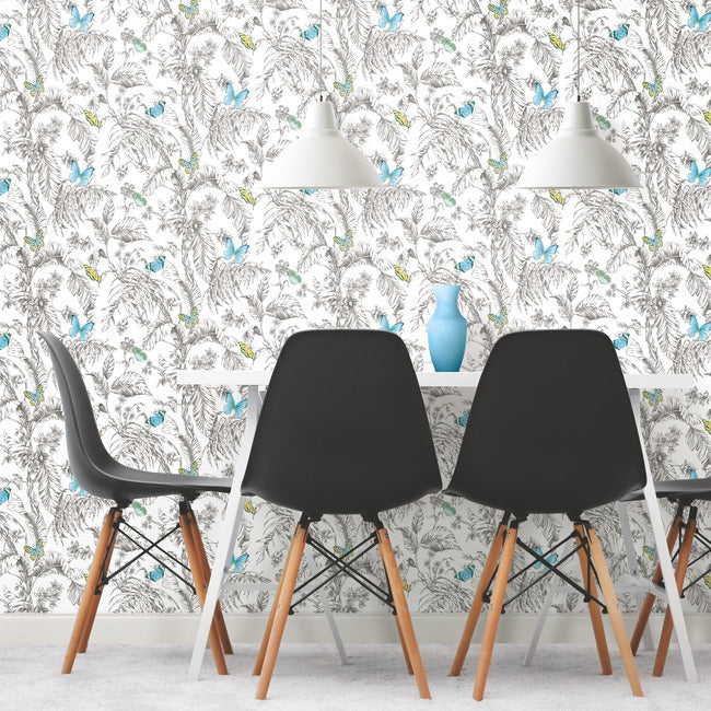 Butterfly Sketch Peel and Stick Wallpaper Peel and Stick Wallpaper RoomMates   