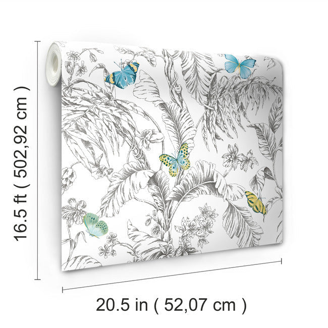 Butterfly Sketch Peel and Stick Wallpaper Peel and Stick Wallpaper RoomMates   