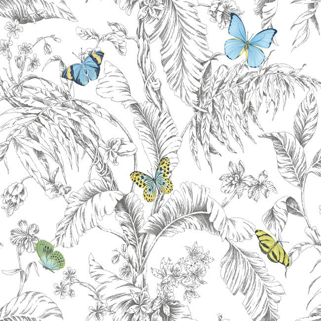 Butterfly Sketch Peel and Stick Wallpaper Peel and Stick Wallpaper RoomMates Roll Yellow 