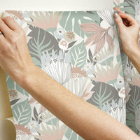 Retro Tropical Leaves Peel and Stick Wallpaper Peel and Stick Wallpaper RoomMates   