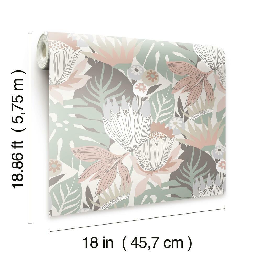Retro Tropical Leaves Peel and Stick Wallpaper Peel and Stick Wallpaper RoomMates   