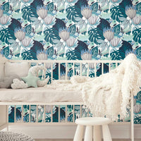 Retro Tropical Leaves Peel and Stick Wallpaper Peel and Stick Wallpaper RoomMates   