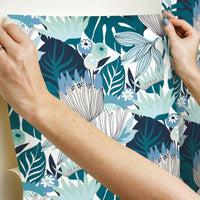 Retro Tropical Leaves Peel and Stick Wallpaper Peel and Stick Wallpaper RoomMates   