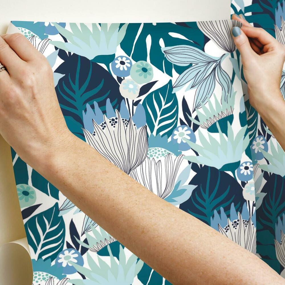 Retro Tropical Leaves Peel and Stick Wallpaper Peel and Stick Wallpaper RoomMates   