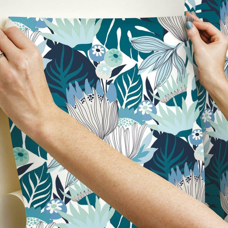 Retro Tropical Leaves Peel and Stick Wallpaper Peel and Stick Wallpaper RoomMates   