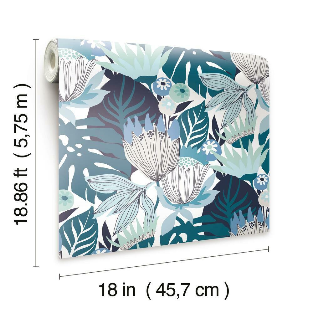 Retro Tropical Leaves Peel and Stick Wallpaper Peel and Stick Wallpaper RoomMates   