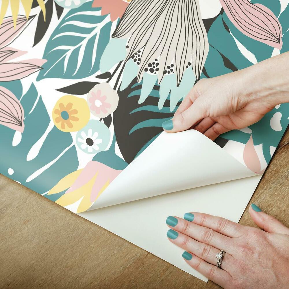 Retro Tropical Leaves Peel and Stick Wallpaper Peel and Stick Wallpaper RoomMates   