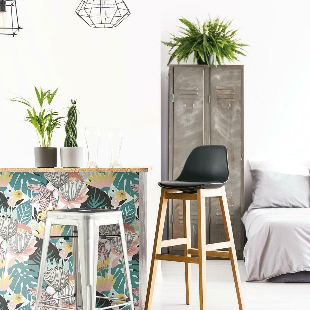 Retro Tropical Leaves Peel and Stick Wallpaper Peel and Stick Wallpaper RoomMates   