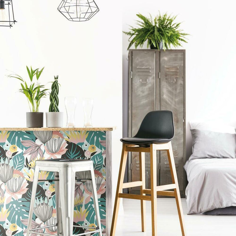 Retro Tropical Leaves Peel and Stick Wallpaper Peel and Stick Wallpaper RoomMates   