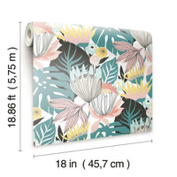 Retro Tropical Leaves Peel and Stick Wallpaper Peel and Stick Wallpaper RoomMates   
