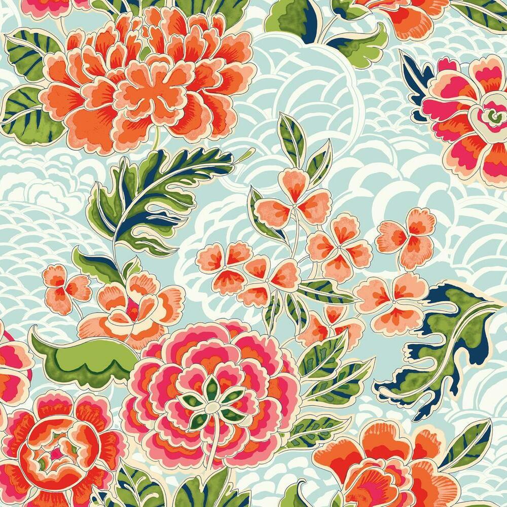 Waverly Zen Garden Peel and Stick Wallpaper Peel and Stick Wallpaper RoomMates Roll Pink 