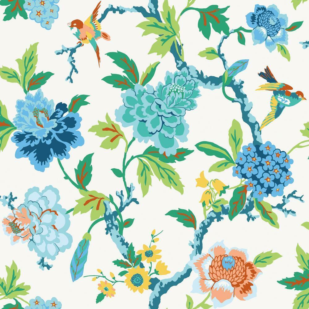 Waverly Candid Moments Peel and Stick Wallpaper Peel and Stick Wallpaper RoomMates Roll Blue 