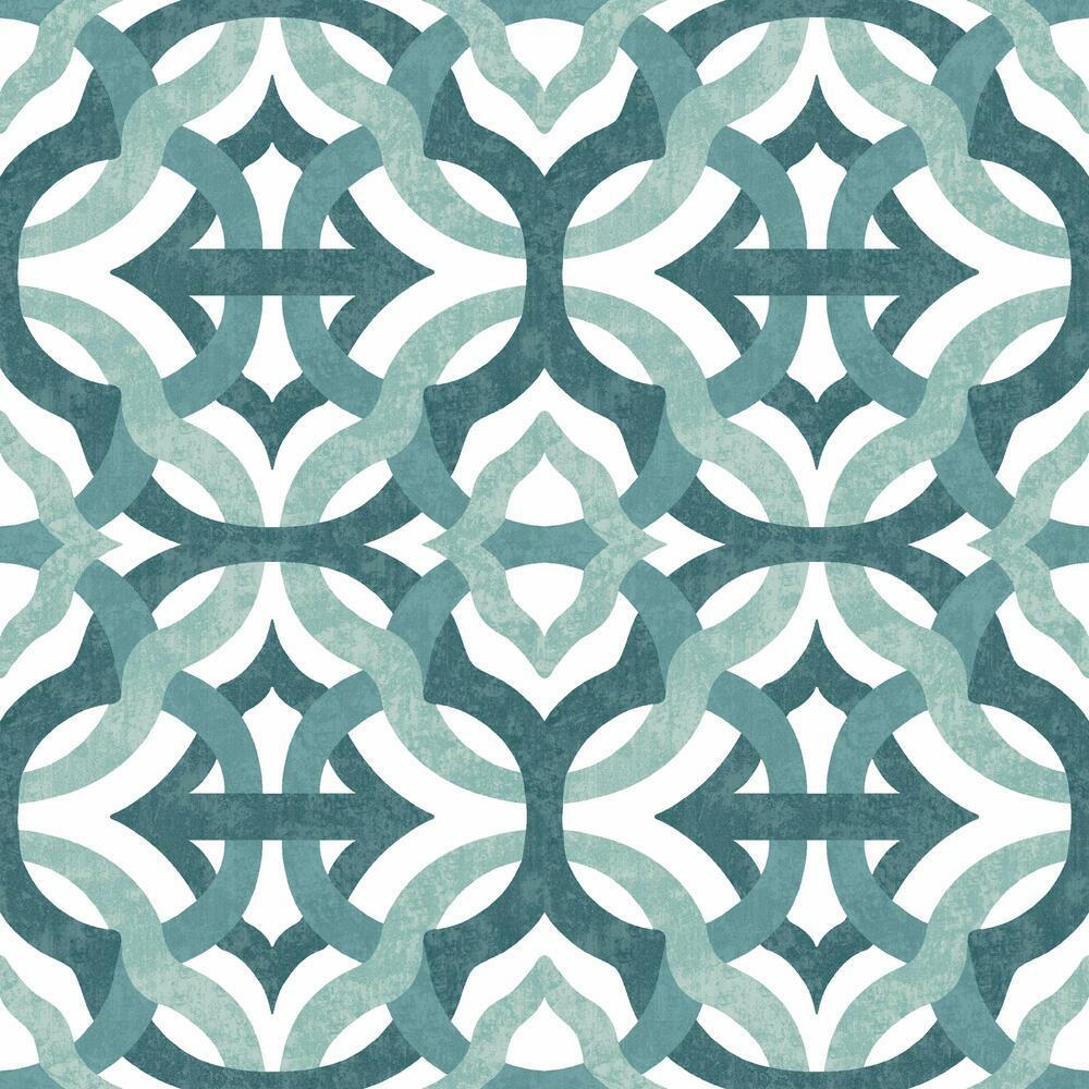 Waverly Tipton Peel and Stick Wallpaper Peel and Stick Wallpaper RoomMates Roll Teal 