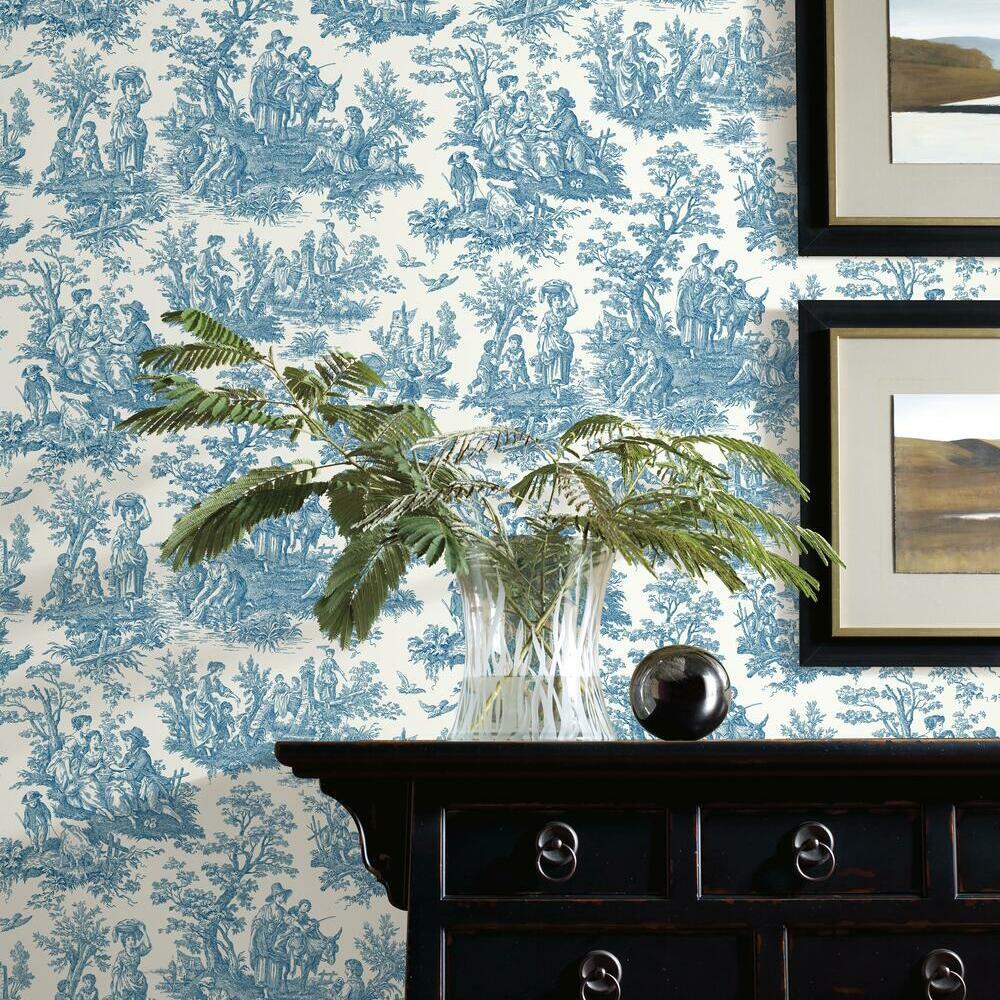 Waverly Country Life Toile Peel and Stick Wallpaper Peel and Stick Wallpaper RoomMates   