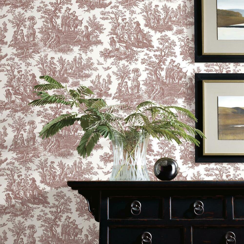 Waverly Country Life Toile Peel and Stick Wallpaper Peel and Stick Wallpaper RoomMates   