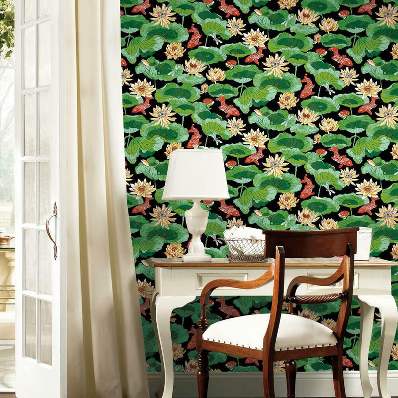 Waverly Lotus Lake Peel and Stick Wallpaper Peel and Stick Wallpaper RoomMates   