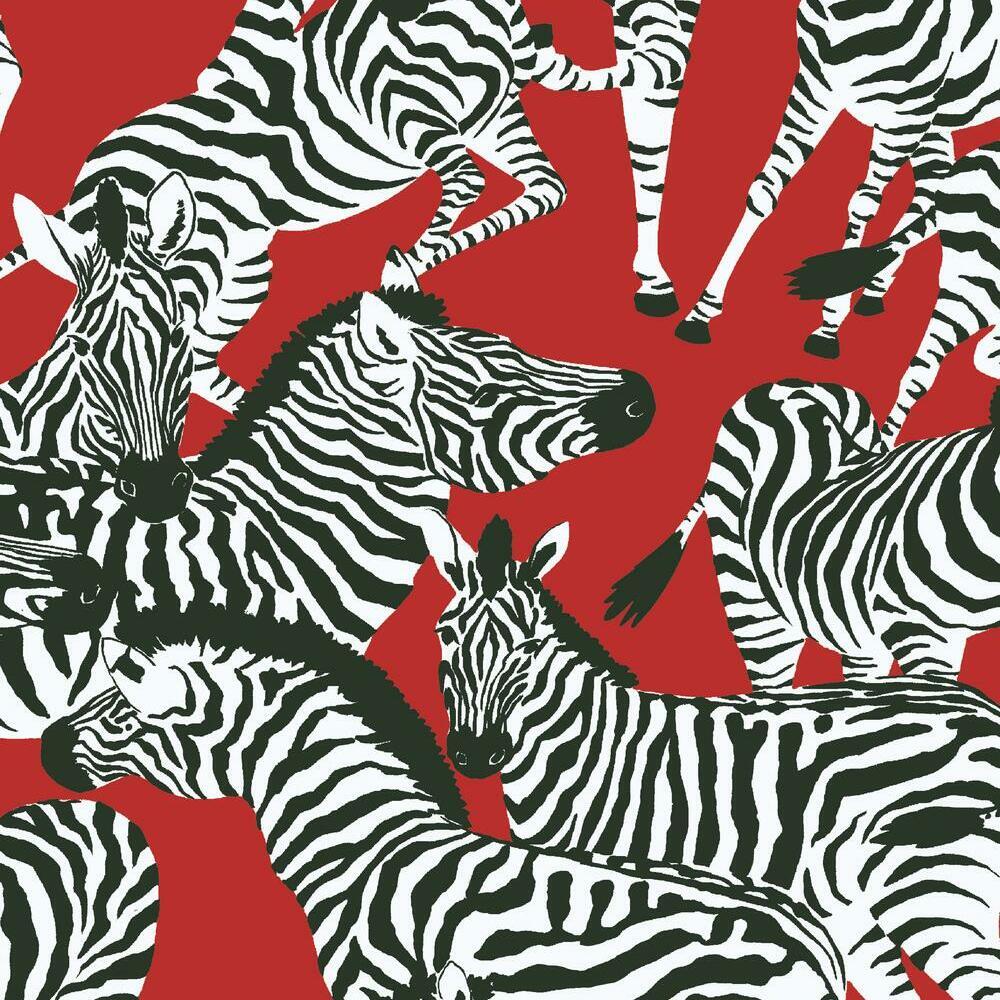 Waverly Herd Together Peel and Stick Wallpaper Peel and Stick Wallpaper RoomMates Roll Red 