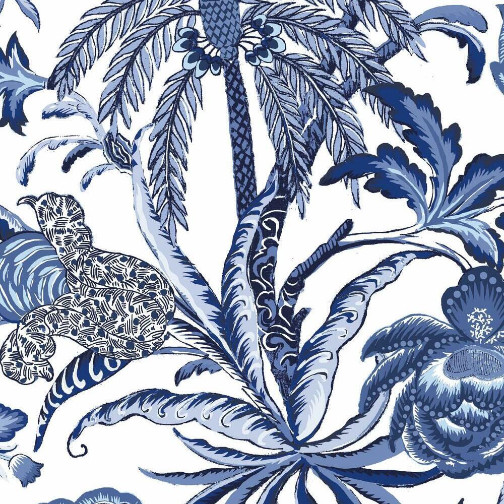 Waverly Exotic Curiosity Peel and Stick Wallpaper Peel and Stick Wallpaper RoomMates Roll Blue 